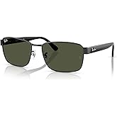 Ray-Ban RB3750 Square Sunglasses for Men for Women | In Gunmetal, Black &amp; Copper. Metal frame. Sizes: 59/62mm.