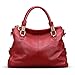AINIMOER Womens Genuine Leather Vintage Tote Shoulder Bag Top-handle Crossbody Handbags Large Capacity Ladies' Purse (Wine)