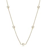 DYUNQ Moissanite Necklace for Women Sterling Silver, Station Tennis Choker Layering Bezel Set Chain, 2.5MM to 4MM Dainty Simple Adjustable 16 Inch to 18 Inch