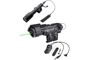 AWETHE Metal ML C1+ Box Laser Sight(with IR+Red/Green/Blue Laser+IR Fill Light+220 Lumens LED Flashlight),&M600C Strong Flashlight,&Modular Remote Pressure Switch(SF+2.5 Plug) Combo,Black