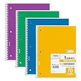 Mead Spiral Notebook 1-Subject, 70-Count, Wide Ruled, Assorted Colors, 4 Pack (72873)