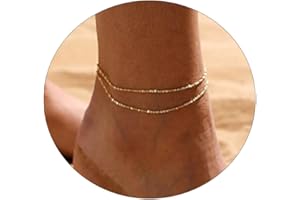 Relveo Ankle Bracelets for Women,Anklets for Women Waterproof Adjustable Link Anklet Set,Dainty Layered Anklet for Women Jewe