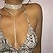 Rhinestones Choker Necklace Double Layer Full Crystal Wide Y Collar Necklace (Gold 1)