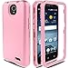 ZTE Maven 3 Case Z835, ZTE Overture 3 Case, ZTE ZFIVE 2 LTE Case, ZTE Prestige 2/Prelude Plus 4G LTE Case AMENQ 3 IN 1 Heavy Duty Shockproof Protection Rubber Silicone Cover for ZTE Phone (Rose Gold)