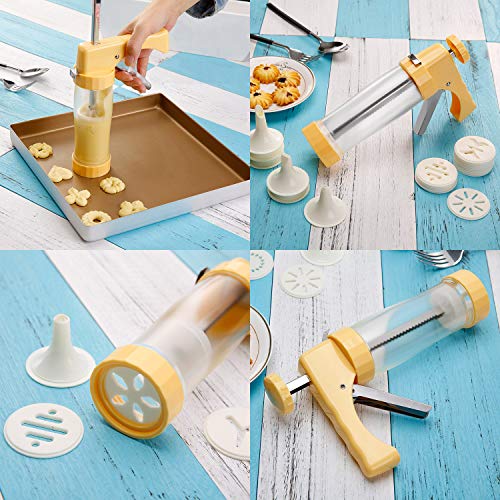 Cookie Press Gun Kit, Biscuit Maker Cookies Press DIY Baking Decoration Supplies for Cookies Cake Cheese Dessert Decorative Tools with 16 Discs and 6 Icing Tips, Comfort Grip Cookie Maker Press - Thumbnail 3