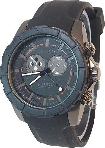 Shhors Sports Unisex Black &amp; Gun Metal Black Watch Black Silicone Band Bling