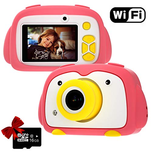 Kids Camera PANNOVO WiFi Digital Cam for Girls Rechargeable Video Recorder Cartoon Shockproof Silicone Case with 16GB SD Card 24MP HD 720P 2 Inch Screen for 3-12 Year Old Boys Toddler - Pink - Thumbnail 7