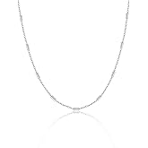 Kyerlyn Silver Necklace for Women, Cute Silver Cuba Bead Necklaces Dainty Silver Necklace Simple Silver Choker Necklaces for Women Trendy Necklace Set Cute Stuff for Women