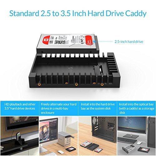 [Update Version] ORICO 2.5" to 3.5" Hard Drive Adapter Converter Mounting Frame Tray for 7 / 9.5 / 12.5mm 2.5 Inch HDD / SSD with SATA III Interface