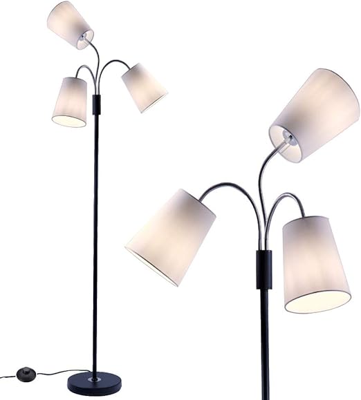 3 Light Adjustable Floor Lamp By Light Accents Medusa 3 Light Standing Lamp Multi Head Standing Lamp With 3 Adjustable White Fabric Reading Lamps
