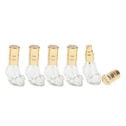 Global Mantra 6ml 5PCS Comestics Storage, Perfume Essential Oil Aftershave Bottle Glass, Pump Scent Sprayer Atomizer Storage Portable