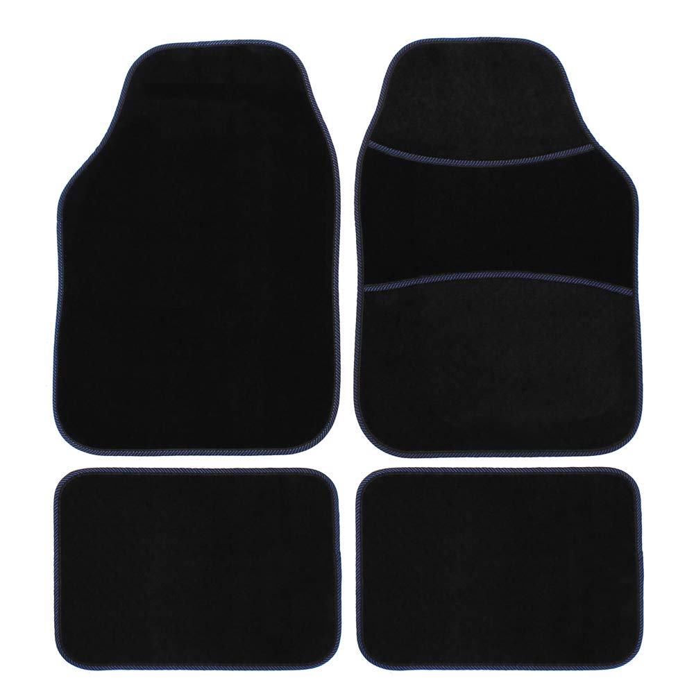 JVL Extreme Universal PVC Backed Car Mat Set, Black/Blue, 4 Pieces