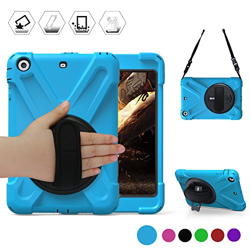 BRAECN Headrest Mount/Handheld Case for Apple iPad Mini / Mini2 / Mini 3-360 Degrees Rotatable Stand with Adjust Hand Strap/Shoulder Strap for Mini1/2/3 Case
