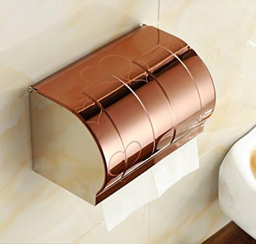 jlysheng Toilet napkin Box tissue box Stainless steel toilet tray-free hole pumping paper box bathroom roll tray rack waterproof toilet napkin box,K20 Heart type rose gold 20 cm
