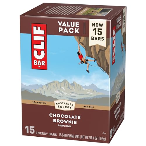 CLIF BAR – ENERGY PROTEIN BARS – CHOCOLATE BROWNIE – MADE WITH ORGANIC OATS – ENERGY BARS – NON-GMO – (15 PACK)