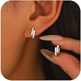 XAYAH 925 Sterling Silver Cubic Zirconia Small Hoop Earrings for Women Hypoallergenic Earring Stack Cartilage Earrings Dainty Cute Huggie Hoops Earrings to Daughter Mom Valentine's Day Jewelry Gifts