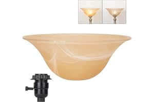 HONODING Glass Lamp Shade Replacement for Torchiere Floor Lamps，Lamp Shade for Floor Lamp Compatible with E26 Socket, Standing Lamp Replacement Shade, Alabaster Glass Bowl Shade,E26 Socket Not Include (Amber)