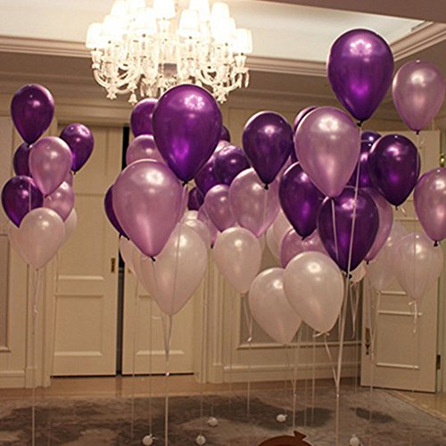 Utopp 12" white light purple dark violet balloons …