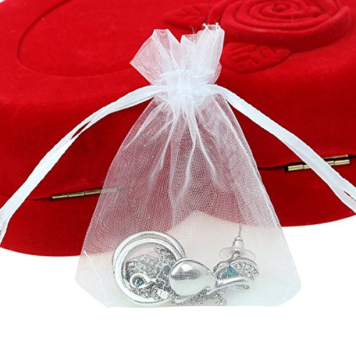 Dealglad 50pcs Drawstring Organza Jewelry Candy Pouch Christmas Wedding Party Favor Gift Bags (3x4", White)