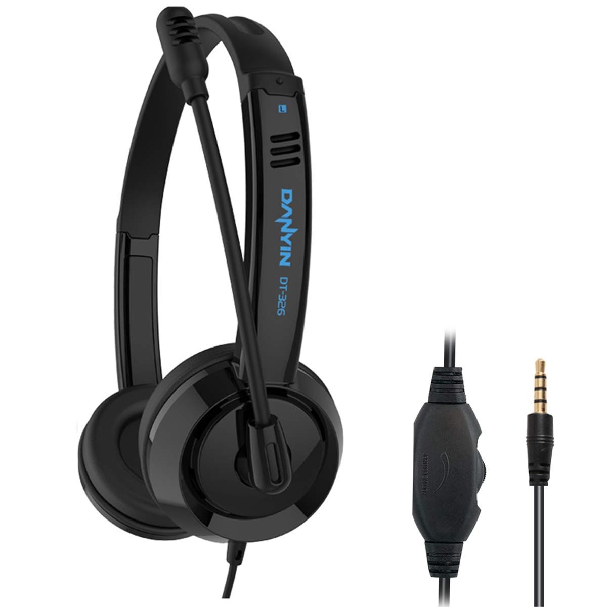 RMFC 3.5mm PC Headsets with Microphone Noise Cancelling Mic & Audio Controls for Mobile Phone Laptop PC Tablet, Wired Stereo Computer Headphone Headset Earphone for Office, Call Center, Online
