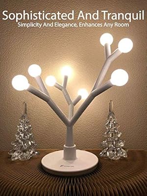 Fugetek Led Table Desk Tree Branch Lamp Whimsical 750 Lumen 8w Modern Unique Design Interchangeable Branches 8 Warm Round Bulbs Use Anywhere Home Office Dorm White