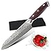WALLOP Santoku Knife - Japanese AUS-10 Core 67 Layers Damascus High Carbon Stainless Steel Kitchen Knife with Hammered Pattern Blade & Non-slip Ergonomic G10 Handle with Knife Sheath - 7''