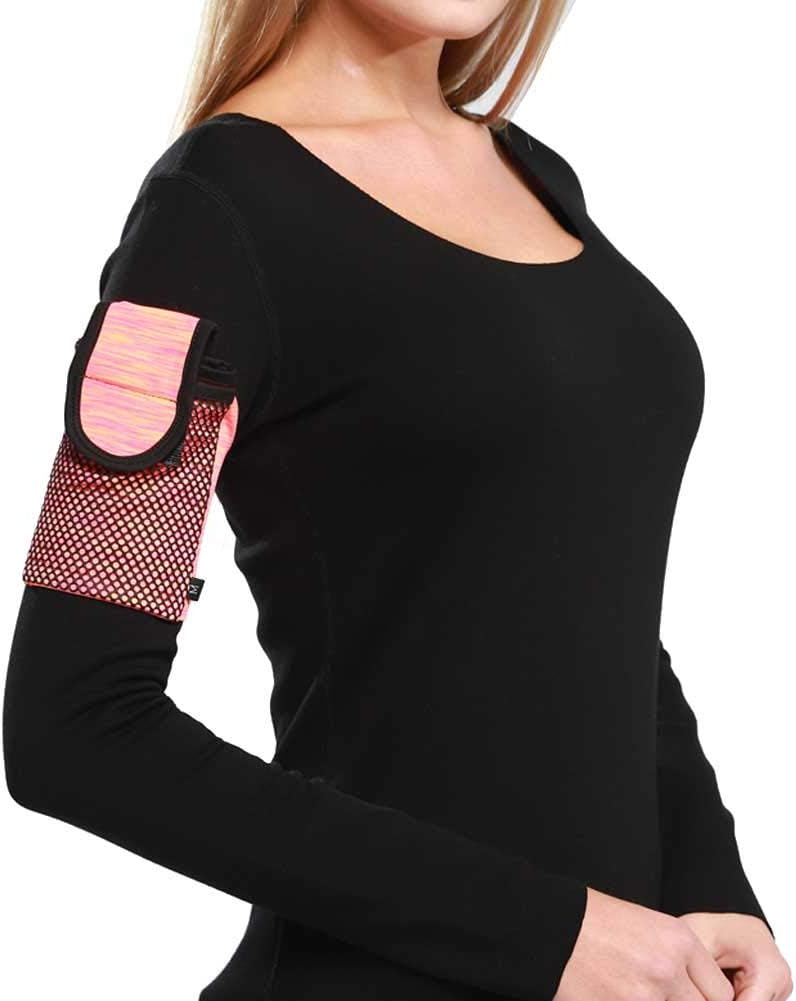 Ailzos Phone Armband Gym Phone Holder with Mesh Pocket, Running Armband Sleeve Pouch for iPhone X/XR/Xs/8 7 Plus/6/6s, Universal Arm Band Cell Phone Arm Holder for Galaxy S10 S9 S8 S7 S6 Edge, Pink, M