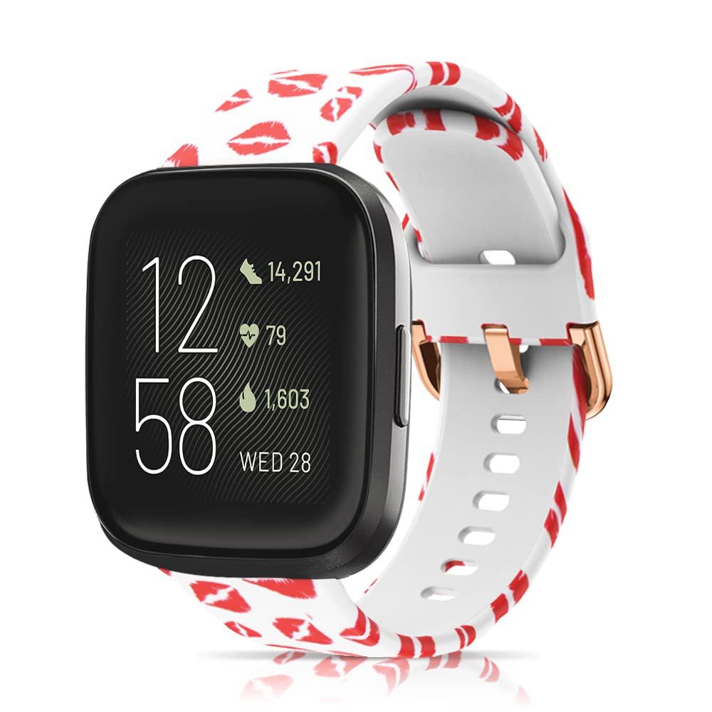 ToVioc Watch Strap for Fitbit Versa 2/ Fitbit Versa/Fitbit Versa Lite No Fading Silicone Replacement Watch Band for Fitbit Versa SE - Red Lips