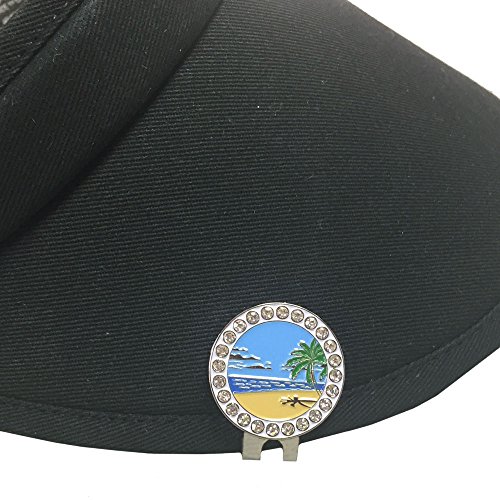 Giggle Golf Bling Beach Scene Golf Ball Marker with A Standard Hat Clip