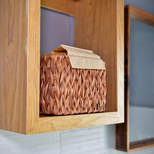 image for StorageWorks Set of 3 Hand Woven Resin Storage Basket, Wicker Shelf St