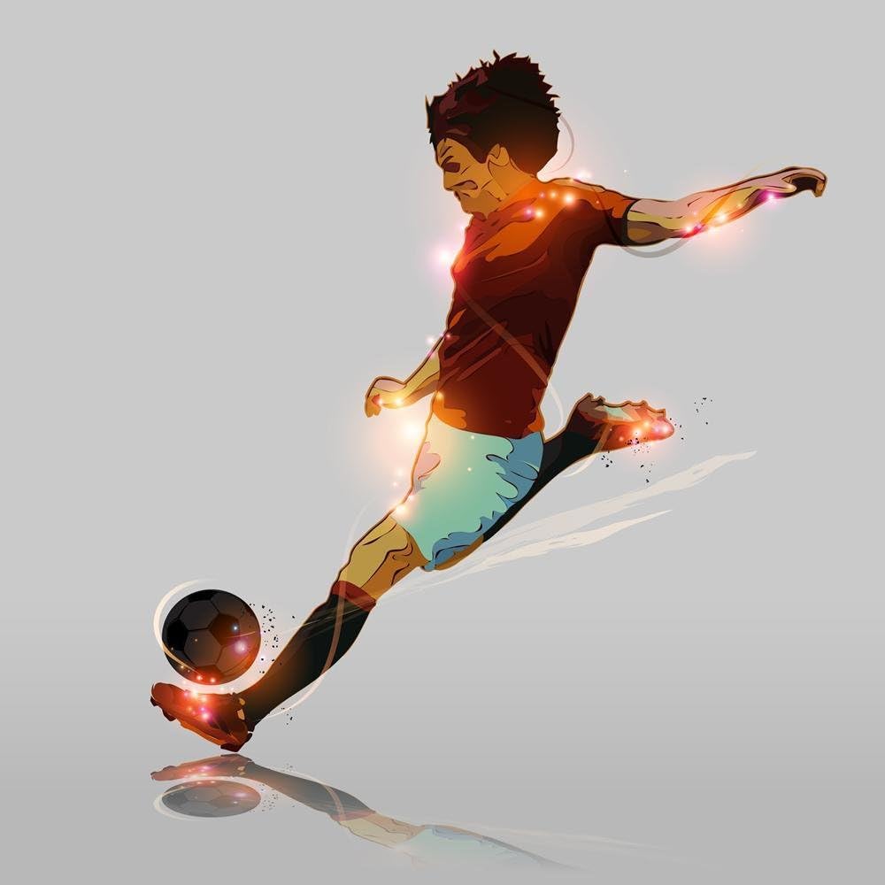 ArtzFolio Soccer Player Shooting Soccer Ball | Unframed Premium Canvas Painting for Bedroom & Living Room | 16 x 16 inch (41 x 41 cms)