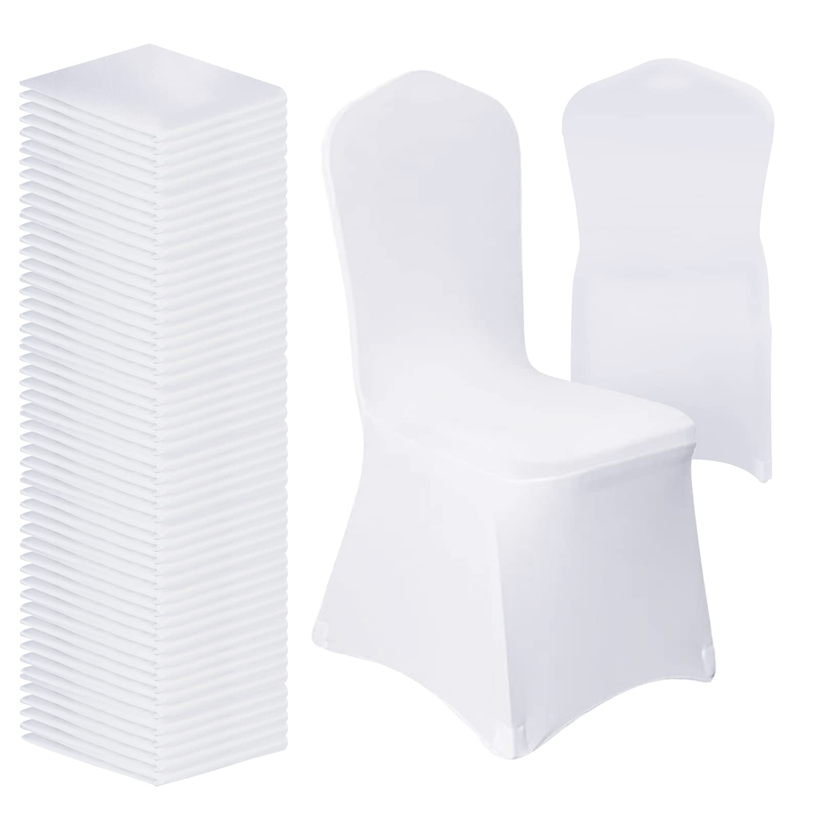 Photo 1 of Vencede White Chair Cover 100pcs Chair Covers for Wedding, Universal Fitted Chair Cover Protector for Party, Banquet, Event, Hotel?White, 100PCS?