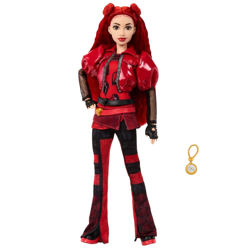Mattel Disney Descendants: The Rise of Red Fashion Doll & Accessory – Red, Daughter of Queen of Hearts with Movie-Inspired Clothes & Pocket Watch