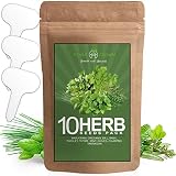 10 Culinary Herb Seed Vault - Heirloom and Non GMO - 3000+ Seeds for Planting for Outdoor or Indoor Herb Garden, Basil, Cilantro, Parsley, Chives, Thyme, Oregano, Dill, Marjoram, Mint, Tarragon