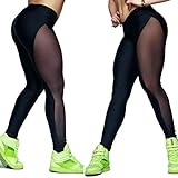 Elevin(TM) Women Mesh Yoga Pants Outdoor Gym Fitness Elastic Joggers Leggings