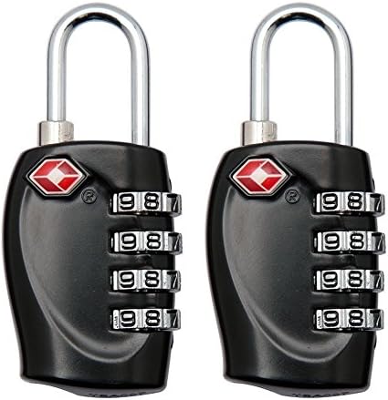 YAHEY TSA Luggage Lock,4 Digit Combination locks for School, Employee, Gym &amp; Sports Locker, Case, Toolbox, Baggage, Suitcases &amp; Backpacks, Hasp Cabinet &amp; Storage - Black and 2 Pack