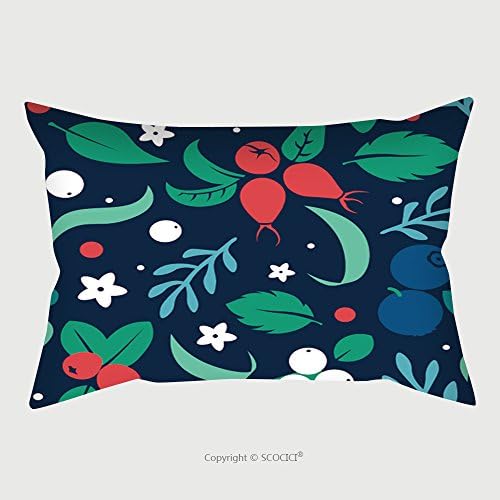 Custom Satin Pillowcase Protector Vector Flat Flowers, Leaves And Berries Icons Silhouette Seamless Pattern. Cute Bright Color Design For Stickers, Labels, Tags, Gift Wrapping Paper, Greeting C