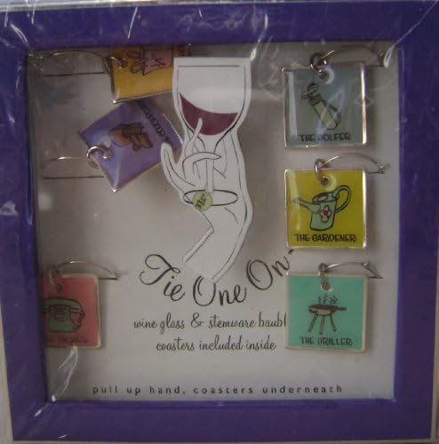 Wine Charm Markers and Stemware Baubles Coasters - Hobby Theme