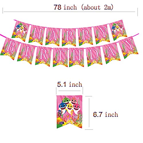 Baby Cute Shark Party Supplies Birthday Decorations Set, Pink for Girls