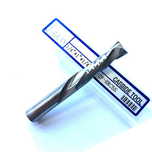 JERRAY UP/DOWN Tools Made HRC55 Solid Carbide, 2 Flutes Compression Wood End Mill router bits,1/4" shank,1/4" cut diameter,1" cutting length,2" Overall length