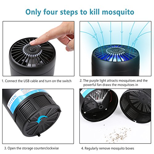 711TEK Moaquito Killer, USB Powered Non-toxic UV LED Insect Killer, Electronic Mosquito Trap Lamp, Bug Zapper with Eco-friendly for Indoor Use Black