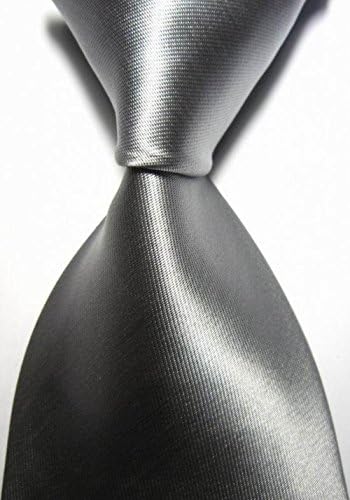 Kristy Tok Collection - Silver Simple Plain Series Jacquard Woven Silk Men's Neckties with Designs - CPHQ (Compatible Price &amp; High Quality)