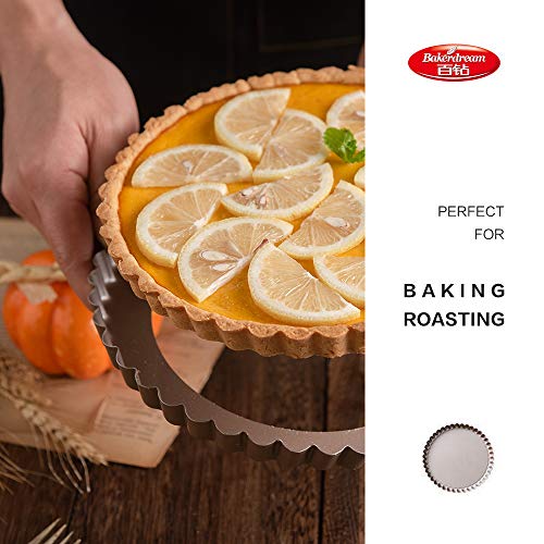 Bakerdream Non-stick Tart Pan Quiche Pan with Removable Bottom Mini Tart Pan Pie Pan with Loose Bottom Round