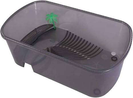 Amazon Co Jp かめ ケース 亀用水槽 爬虫類 飼育ケース休憩プラットフォーム 爬虫類 両生類用 滑り止め 半透明 耐久性 安全 排水が容易 カメ カエル その他の水生ペットのデザイン ブラック ホーム キッチン