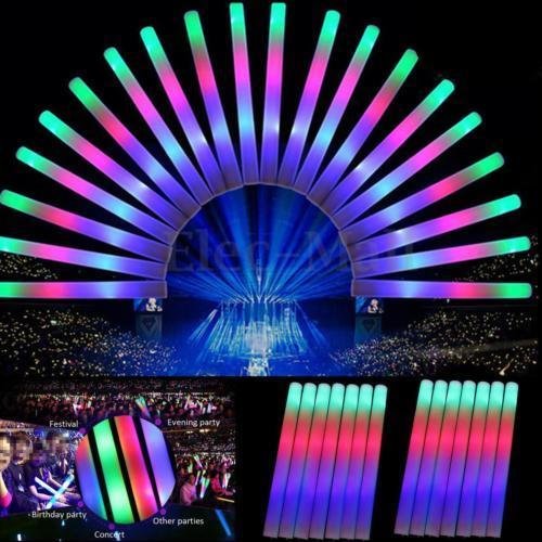 30pcs x Light Up Foam Sticks LED Wands Rally Rave Baton DJ Flashing Glow Stick 19"