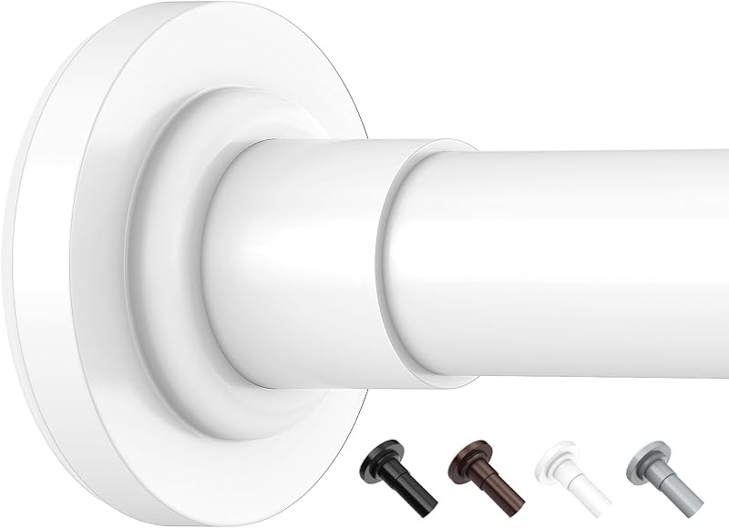 Yeabett Extendable Curtain Poles 48-190.5cm, No Drilling, White
