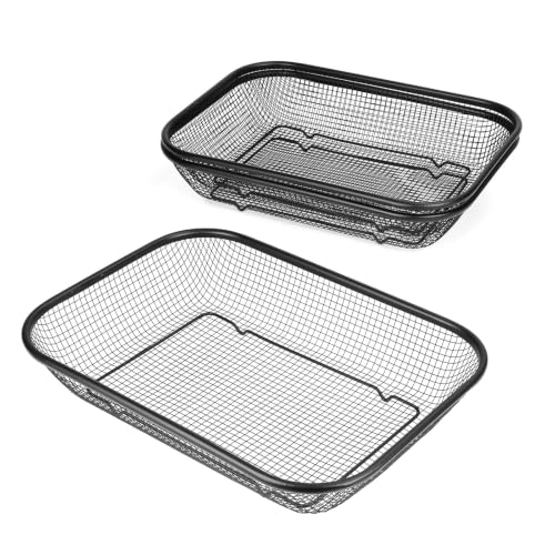 3 Pack Wire Baskets for Organizing, Black Mesh Desk Storage Trays for