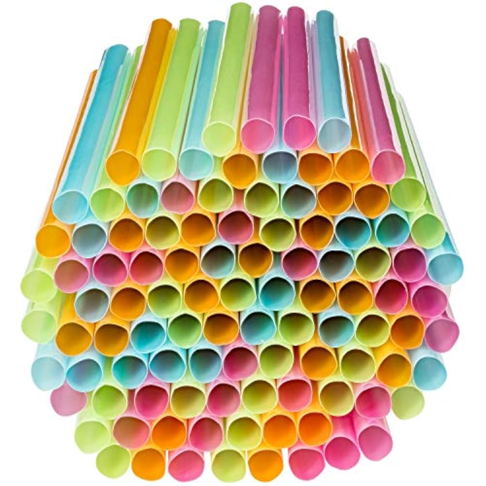 Smoothie Straws 300 Pack Wide 0.37&rdquo Multi Colored Disposable Milkshake By eBay