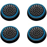 Insten [2 Pair / 4 Pcs] Wireless Controllers Silicone Analog Thumb Grip Stick Cover, Game Remote Joystick Cap for PS4 Dualshock 4/ PS3 Dualshock 3/ PS2 Dualshock/Xbox One/Xbox 360, Black/Blue