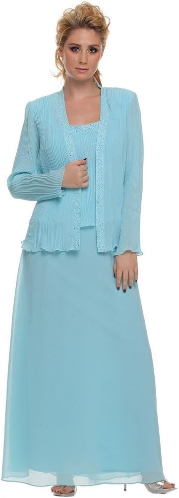 Mother of The Bride Chiffon Long Dress Formal with Matching Jacket